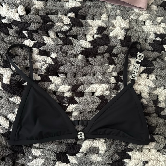 ALEXANDER WANG CRYSTAL LOGO BLACK BIKINI TOP - Picture 2 of 6